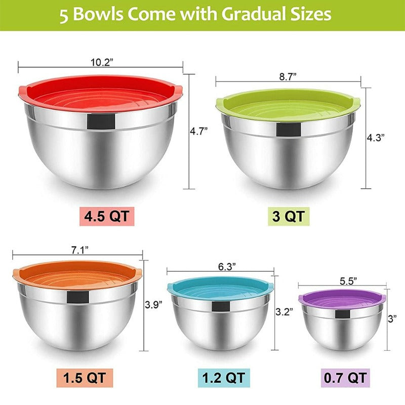 Set of 5 Mixing Bowls with Lids