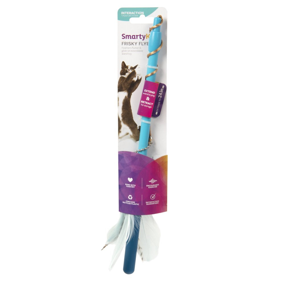 Interactive Cat Toy, Extendable and Retractable Wand with Feathers