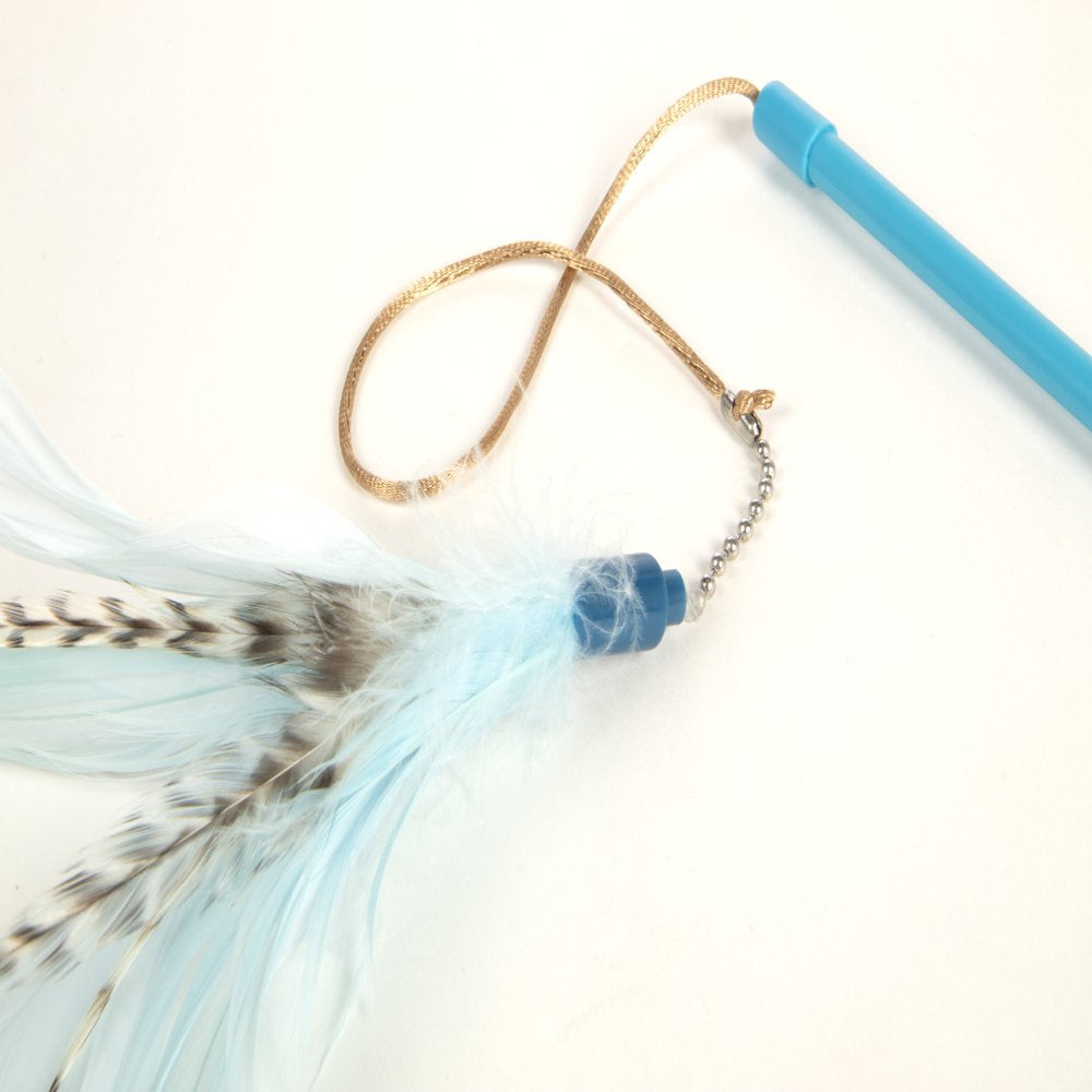 Interactive Cat Toy, Extendable and Retractable Wand with Feathers
