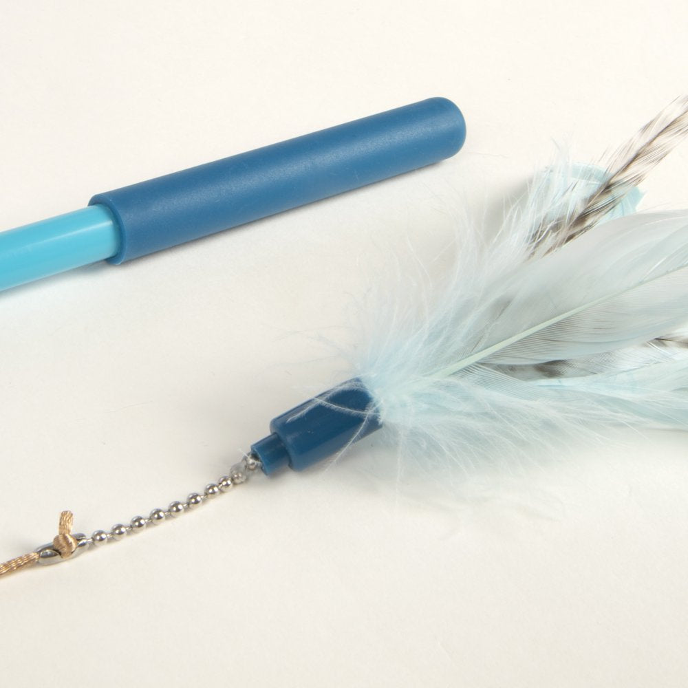 Interactive Cat Toy, Extendable and Retractable Wand with Feathers