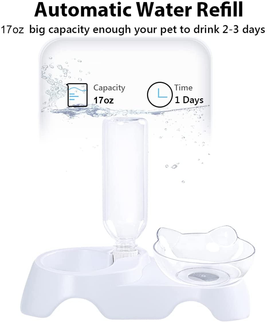 Double Dog Cat Bowls Pets Water and Food Bowl Set