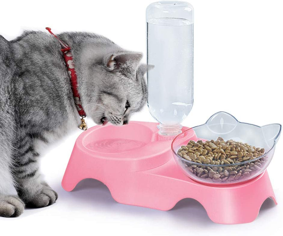 Double Dog Cat Bowls Pets Water and Food Bowl Set