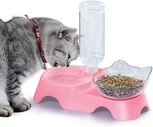 Double Dog Cat Bowls Pets Water and Food Bowl Set