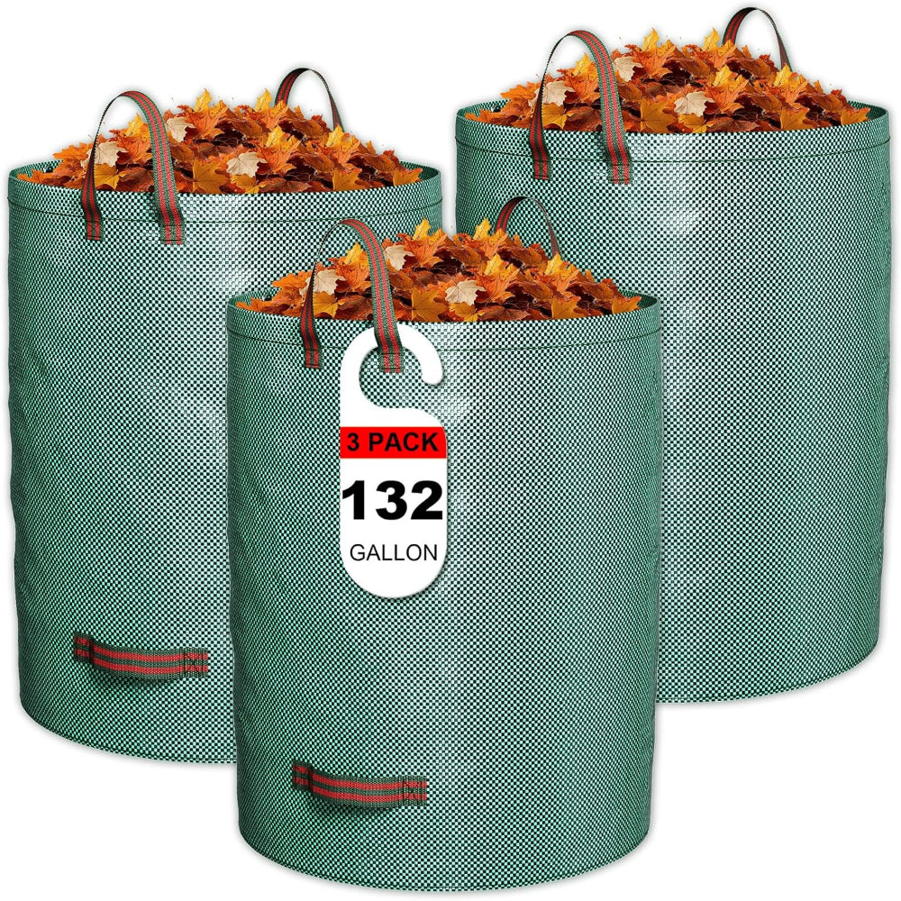 32 Gallon Reusable Yard Waste Bags – 3 Pack with Reinforced Handles